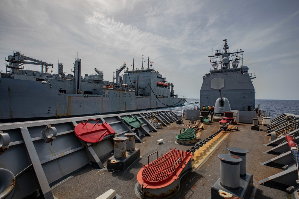 USS San Jacinto conducts replenishment at sea