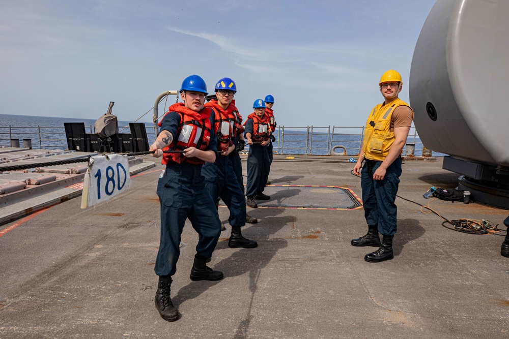 USS San Jacinto conducts replenishment at sea