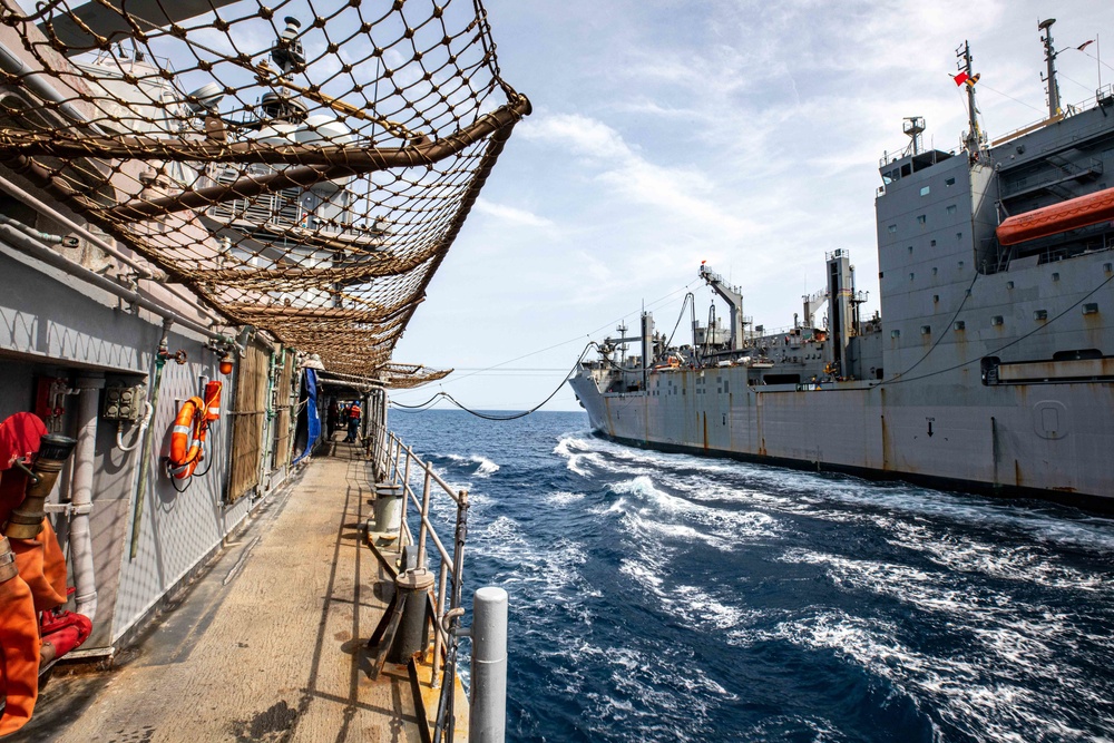 USS San Jacinto conducts replenishment at sea