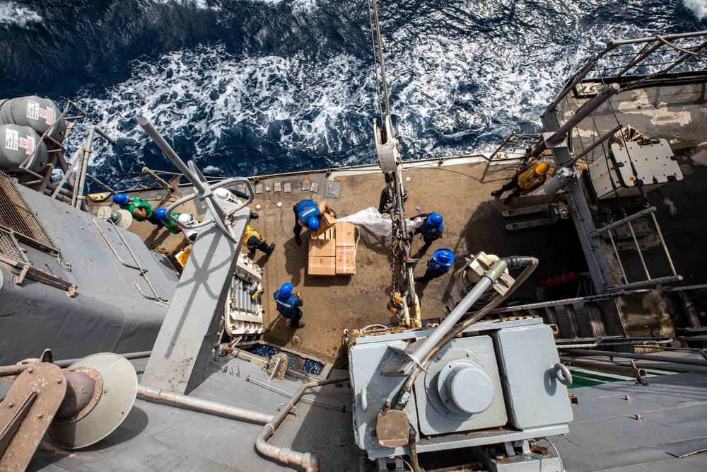 USS San Jacinto conducts replenishment at sea