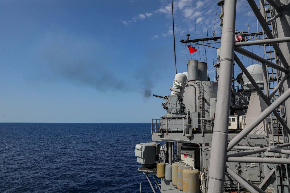 USS San Jacinto conducts Big 6 Gun Shoot