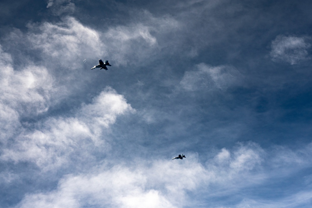 Carrier Air Wing 5 Aircraft Refuel with 506th Expeditionary Air Refueling Squadron