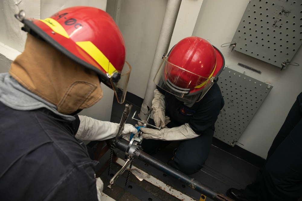 USS George H.W. Bush (CVN 77) Sailors Participate in Flooding Drill