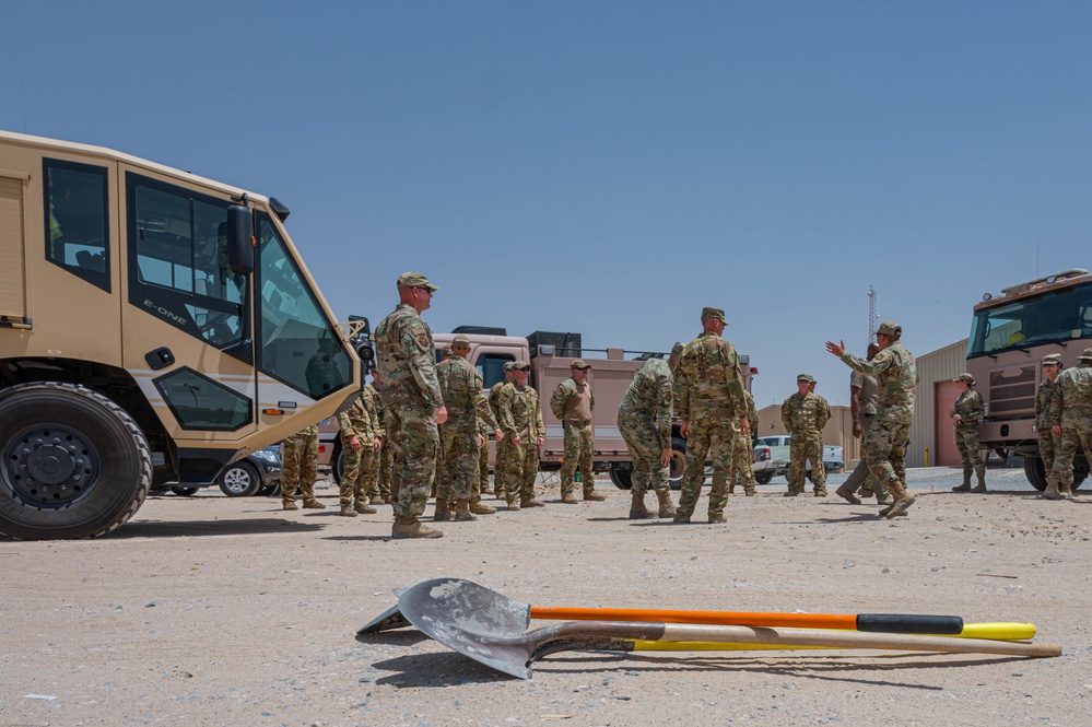 386th Expeditionary Civil Engineer Squadron holds Fire Station 1 groundbreaking ceremony