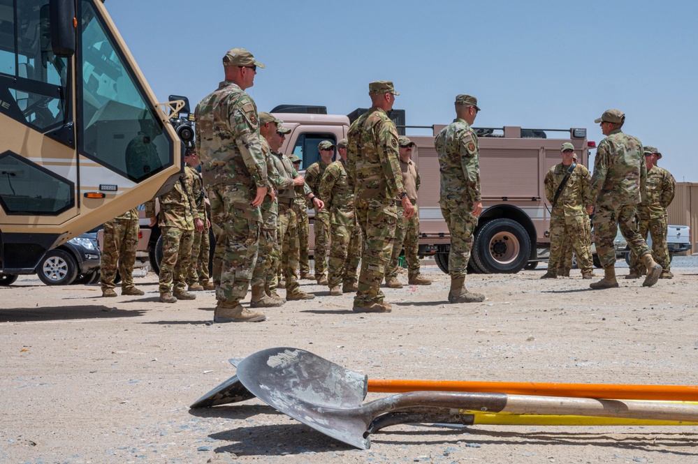 386th Expeditionary Civil Engineer Squadron holds Fire Station 1 groundbreaking ceremony