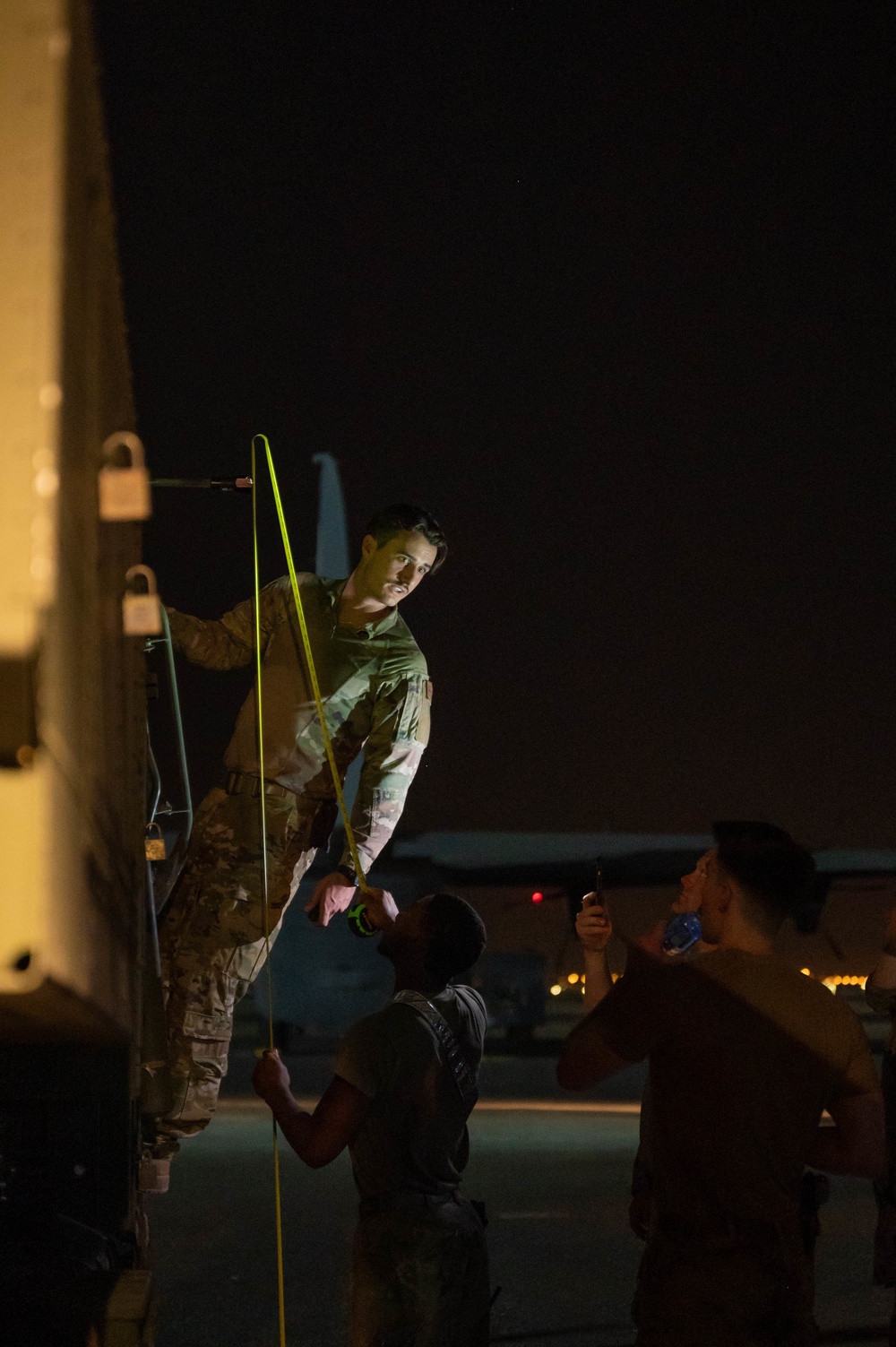 386th Air Expeditionary Wing loads HIMARS onto C-130J Super Hercules