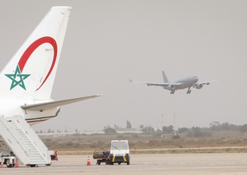 A French military aircraft carries personnel participating in African Lion 22