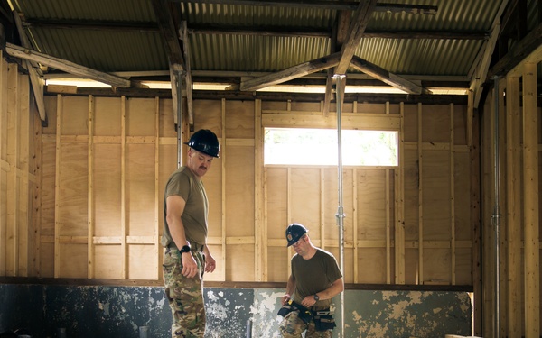 110th Wing Civil Engineers construct walls during Japan DFT