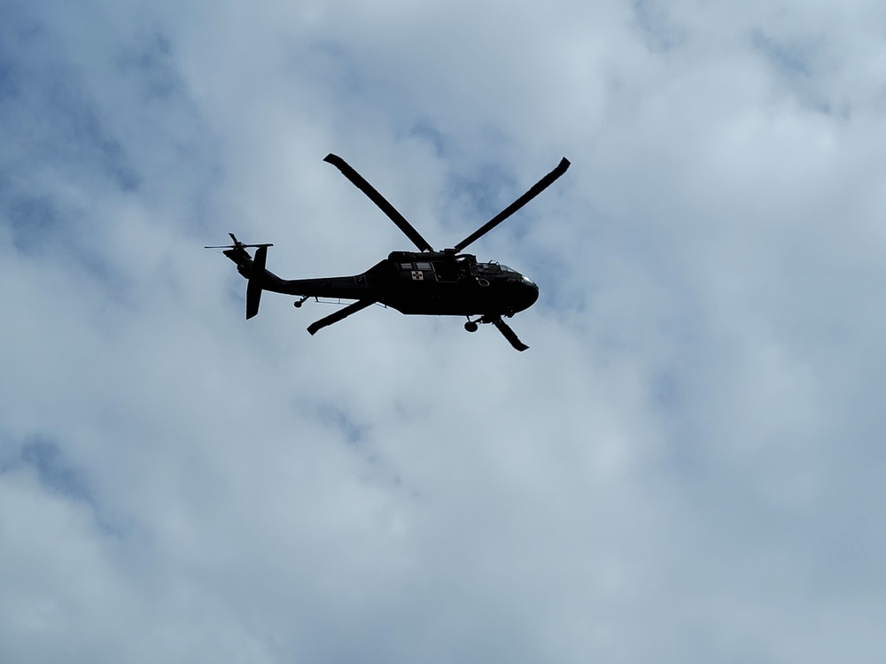 Wisconsin Guard UH-60 Soldiers hold live-hoist, medical-evacuation training at Fort McCoy