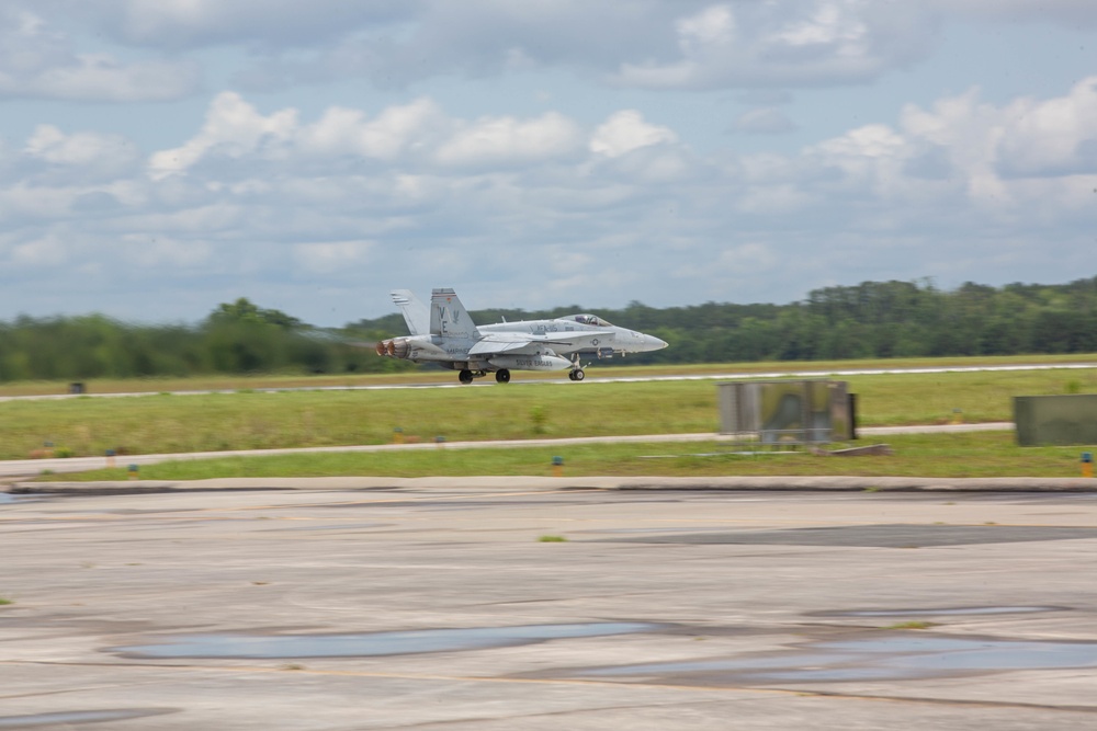 U. S. Marines with Marine Fighter Attack Squadron (VMFA) 115 conduct flight operations