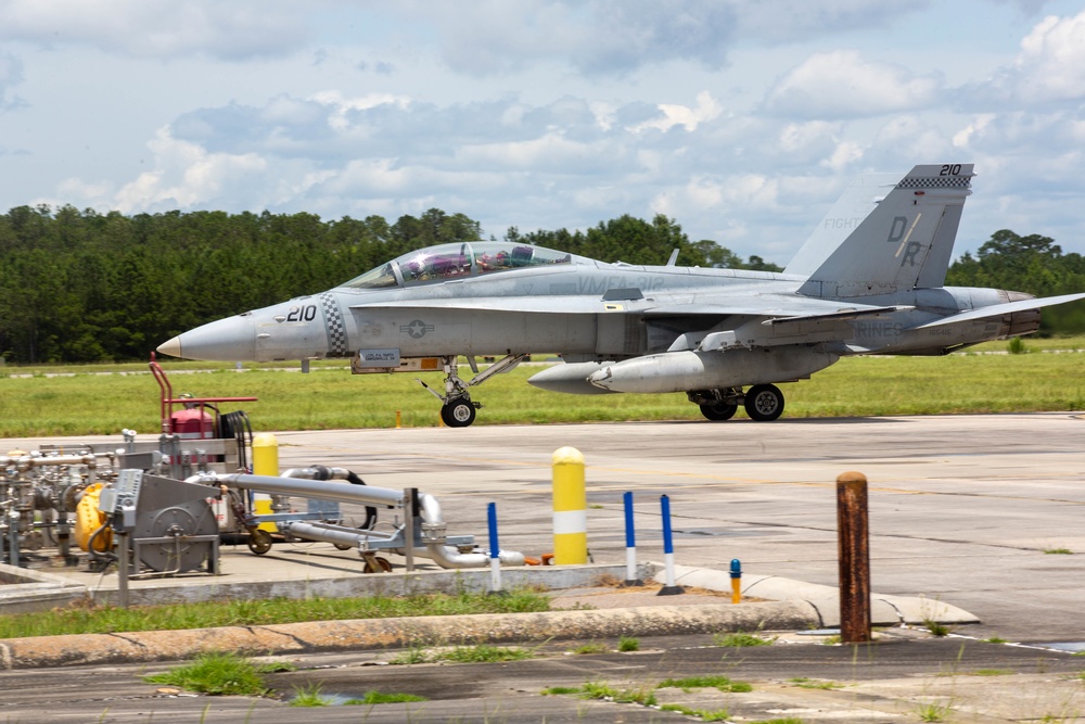 U. S. Marines with VMFA-312 conduct flight operations