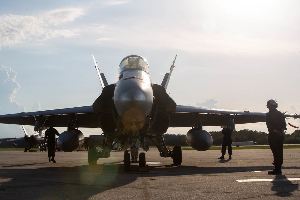 U. S. Marines with Marine Fighter Attack Squadron (VMFA) 115 conduct flight operations