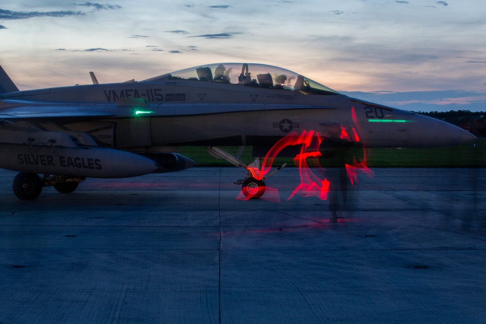 U. S. Marines with Marine Fighter Attack Squadron (VMFA) 115 conduct flight operations