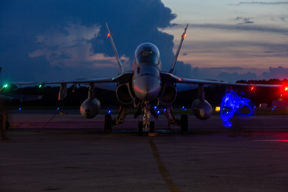 U. S. Marines with Marine Fighter Attack Squadron (VMFA) 115 conduct flight operations