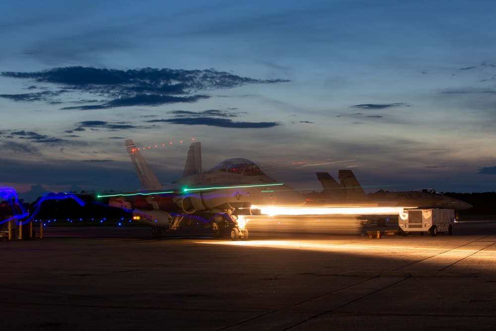 U. S. Marines with Marine Fighter Attack Squadron (VMFA) 115 conduct flight operations