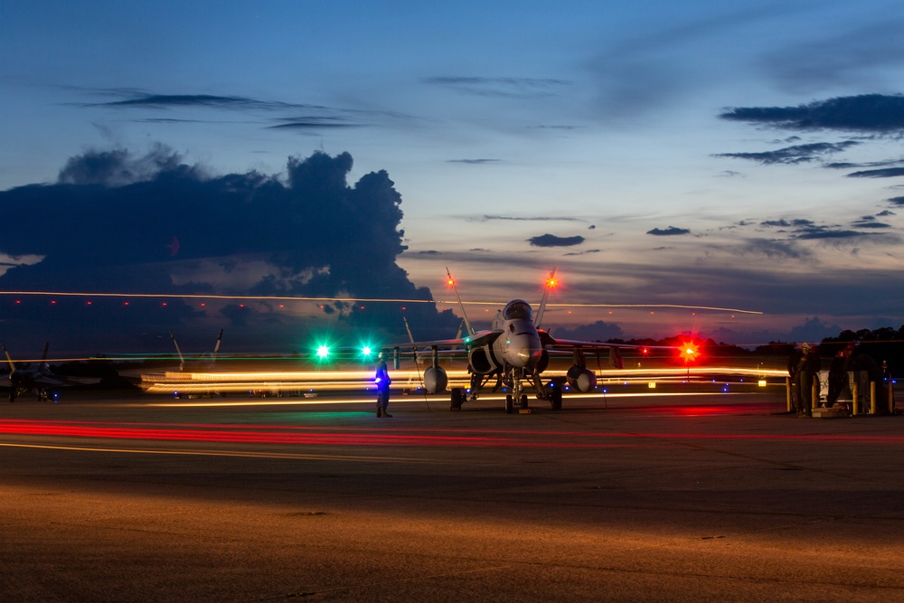 U. S. Marines with Marine Fighter Attack Squadron (VMFA) 115 conduct flight operations