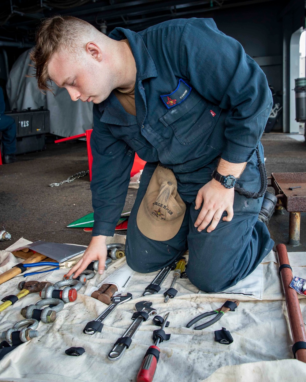 USS George H.W. Bush(CVN 77) Sailor Conducts Equipment Inventory