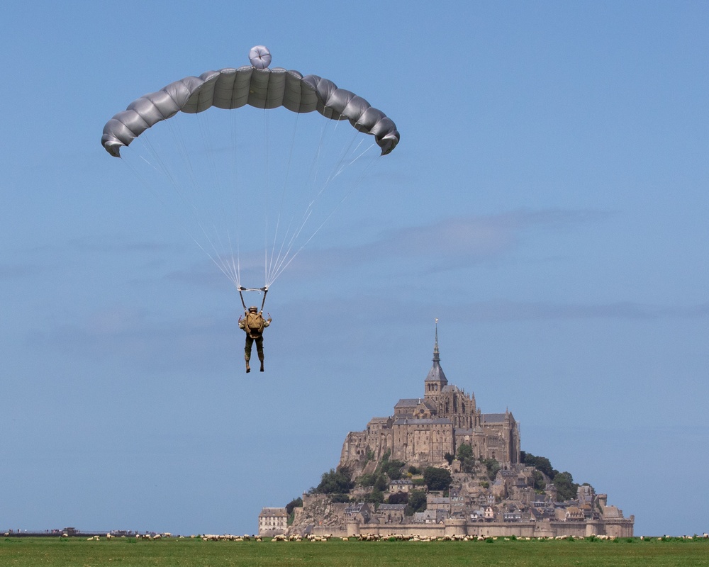 U.S. Special Operations jump over Le Mont Saint Michel