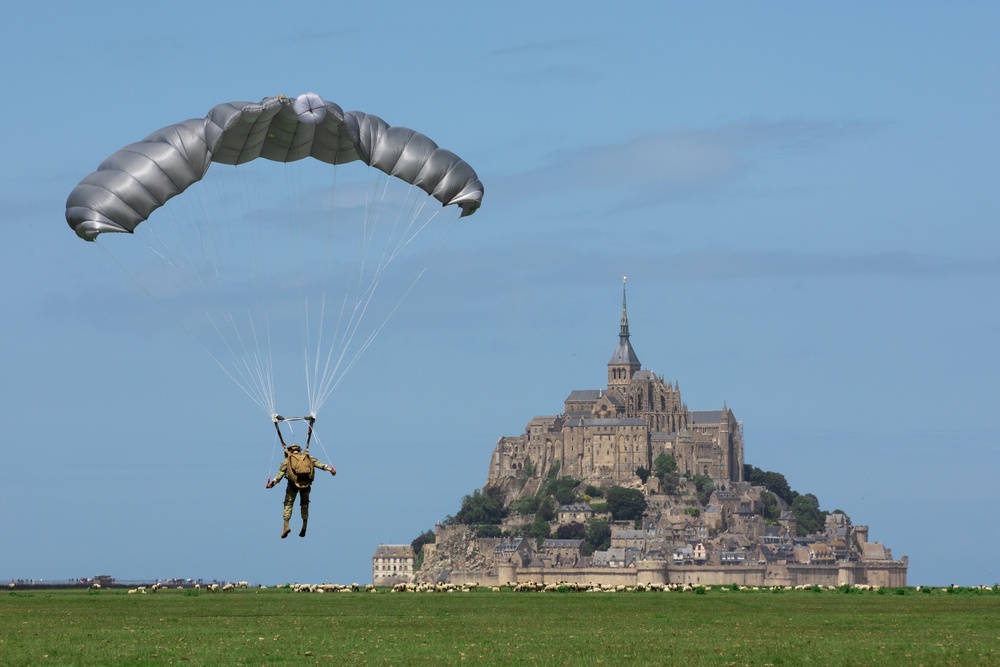 U.S. Special Operations jump over Le Mont Saint Michel