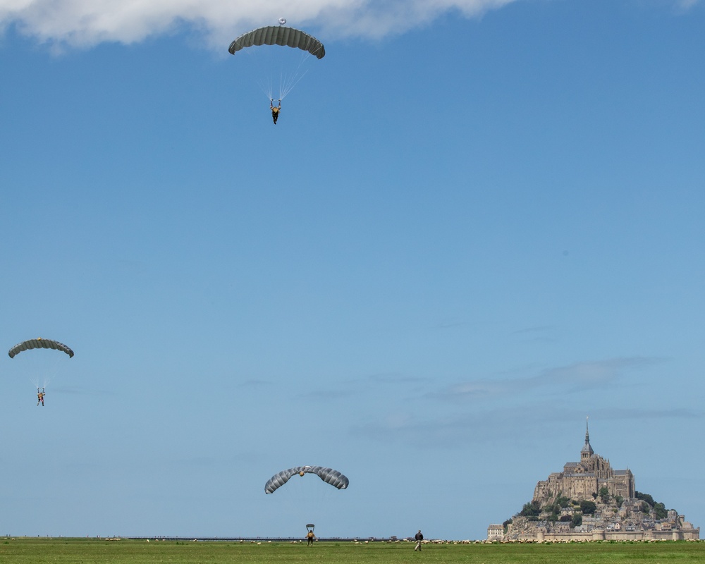 U.S. Special Operations jump over Le Mont Saint Michel