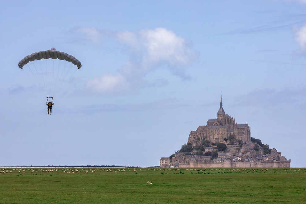 U.S. Special Operations jump over Le Mont Saint Michel