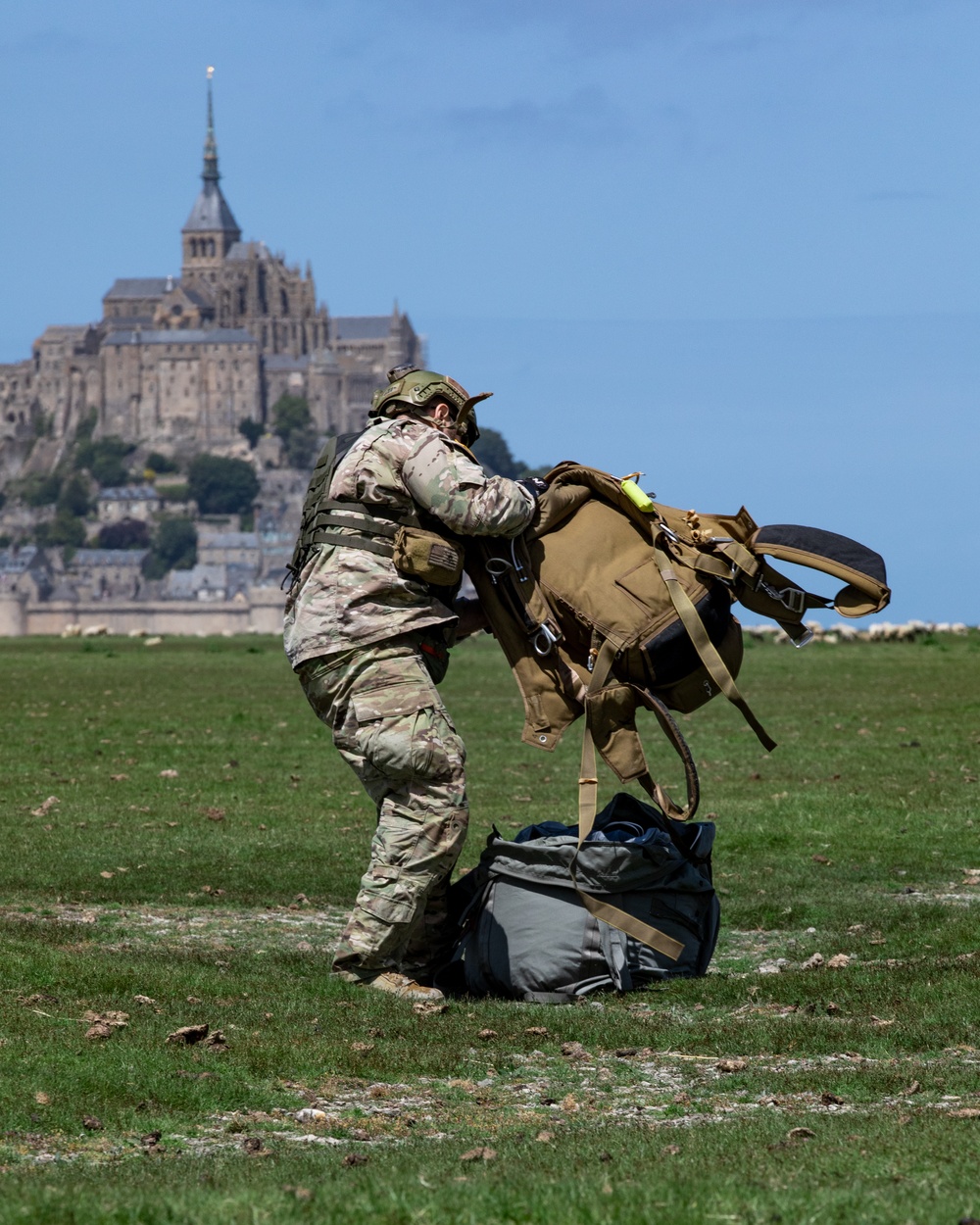 U.S. Special Operations jump over Le Mont Saint Michel