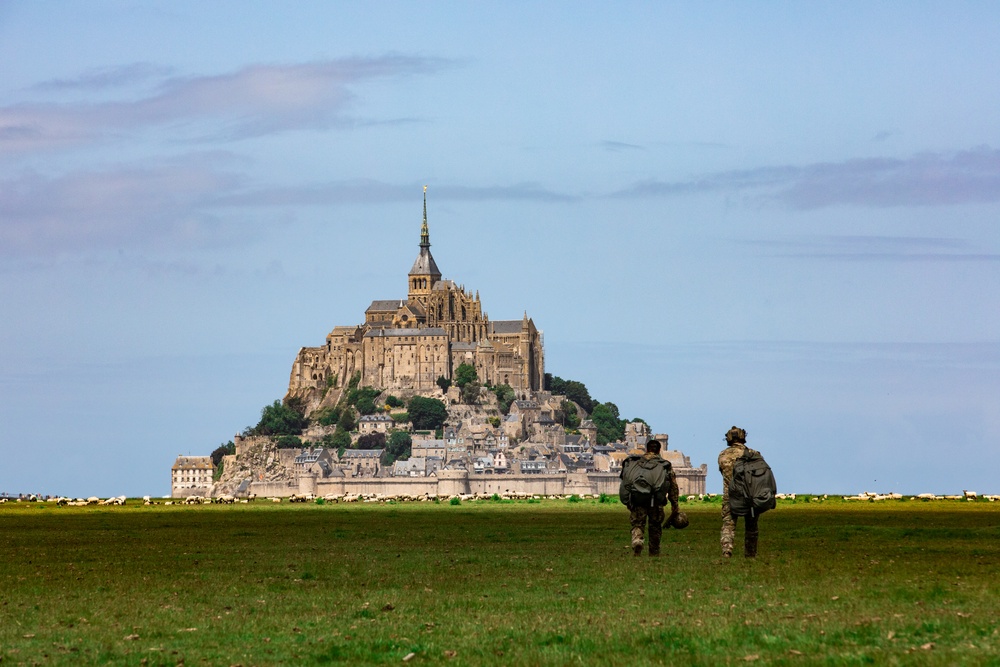 U.S. Special Operations jump over Le Mont Saint Michel