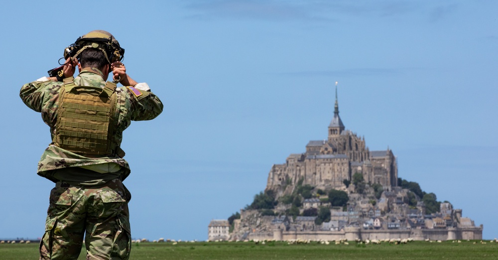 U.S. Special Operations jump over Le Mont Saint Michel