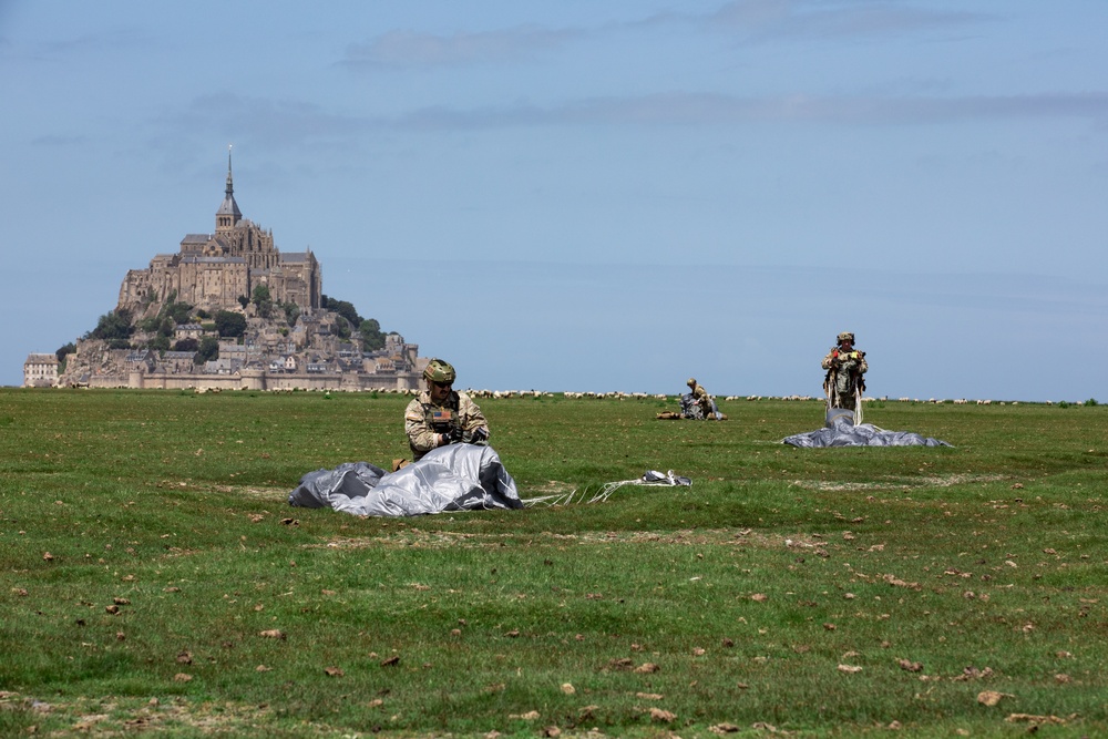 U.S. Special Operations jump over Le Mont Saint Michel