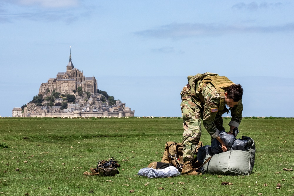 U.S. Special Operations jump over Le Mont Saint Michel