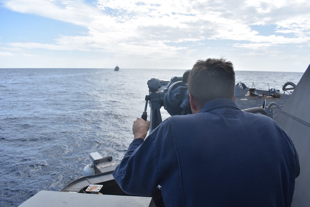 USS Billings Participates in Simulated RAS with French Ship Dumont d’Urville