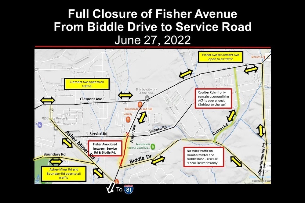 Section of Fisher Avenue to close for Fort Indiantown Gap gate construction project