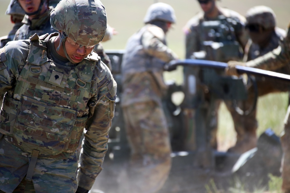 Field Artillery soldiers take part in live fire exercise during Annual Training