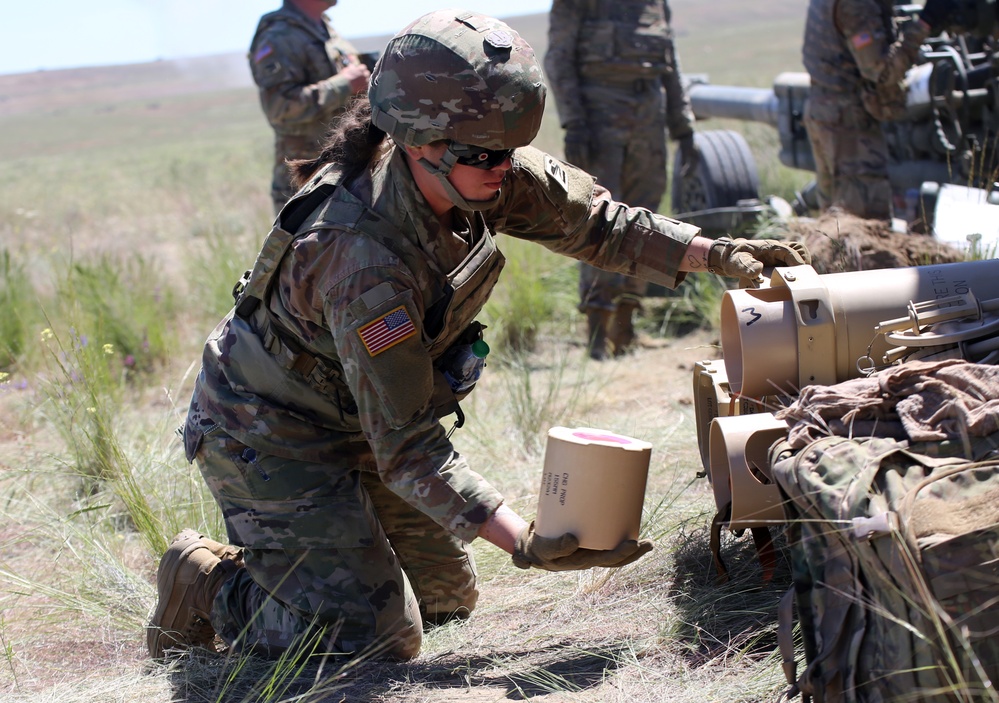 Field Artillery soldiers take part in live fire exercise during Annual Training