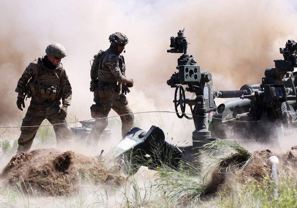 Field Artillery soldiers take part in live fire exercise during Annual Training