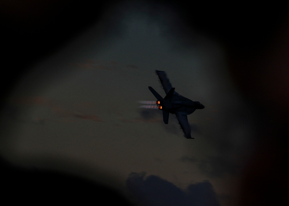 Strike Fighter Squadron (VFA) 151 conducts fly-bys on Gridley