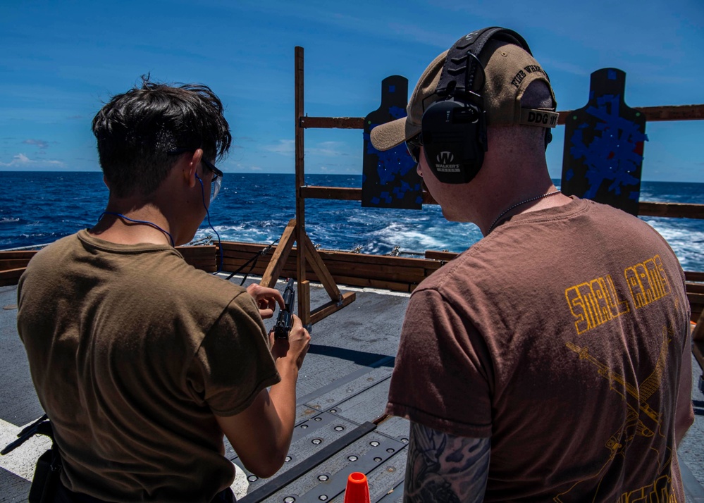 Gridley conducts a live-fire practical weapons course