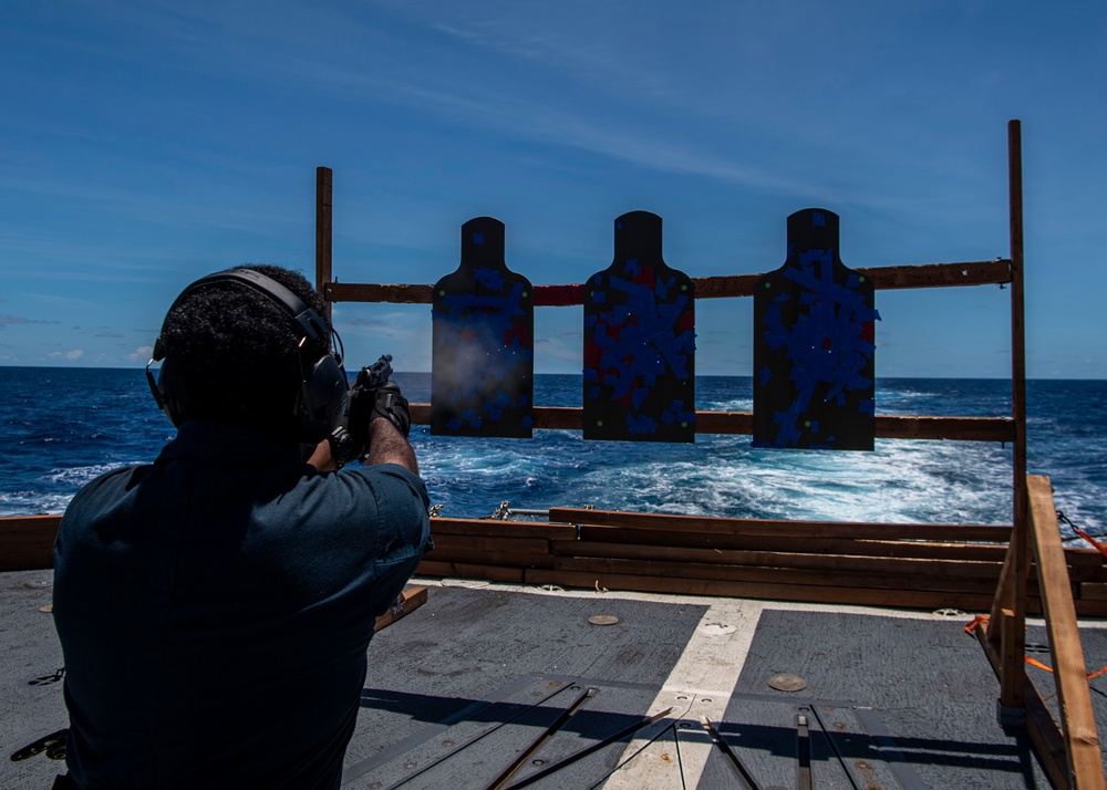 Gridley conducts a live-fire practical weapons course