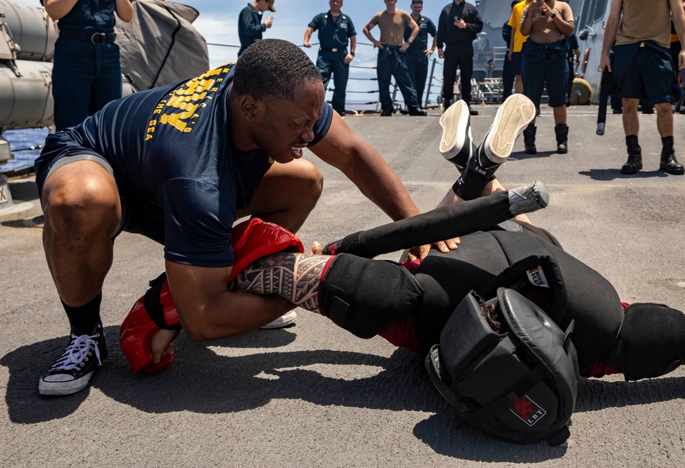 Sailors Aboard USS Dewey Conduct Security Reaction Force Training