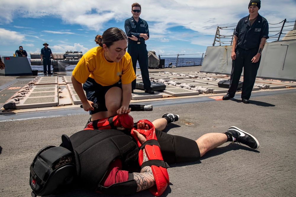 Sailors Aboard USS Dewey Conduct Security Reaction Force Training