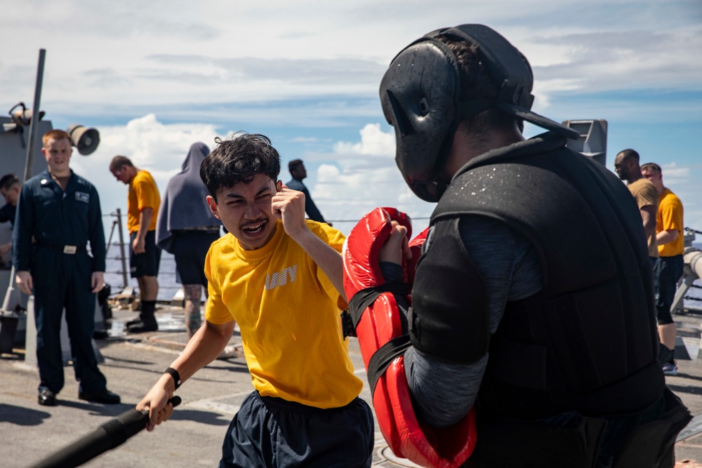 Sailors Aboard USS Dewey Conduct Security Reaction Force Training
