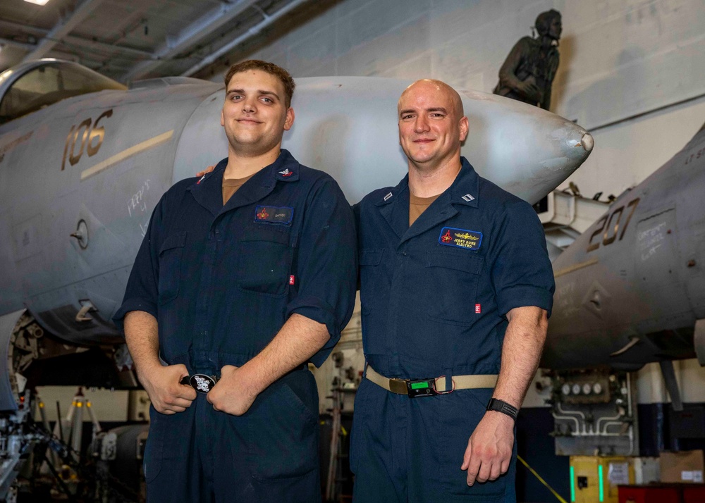 USS George H.W. Bush (CVN 77) Sailors Pose for a Father's Day Portrait