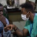 U.S. Service Member working alongside Ghanaian medical professionals during MEDREX Ghana 22