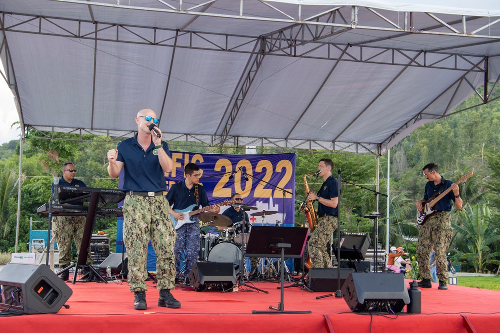 U.S. Pacific Fleet Band performs at North Song Cau Beach during Pacific Partnership 2022
