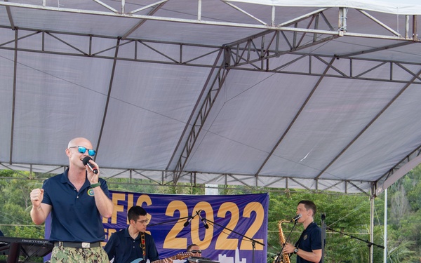 U.S. Pacific Fleet Band performs at North Song Cau Beach during Pacific Partnership 2022