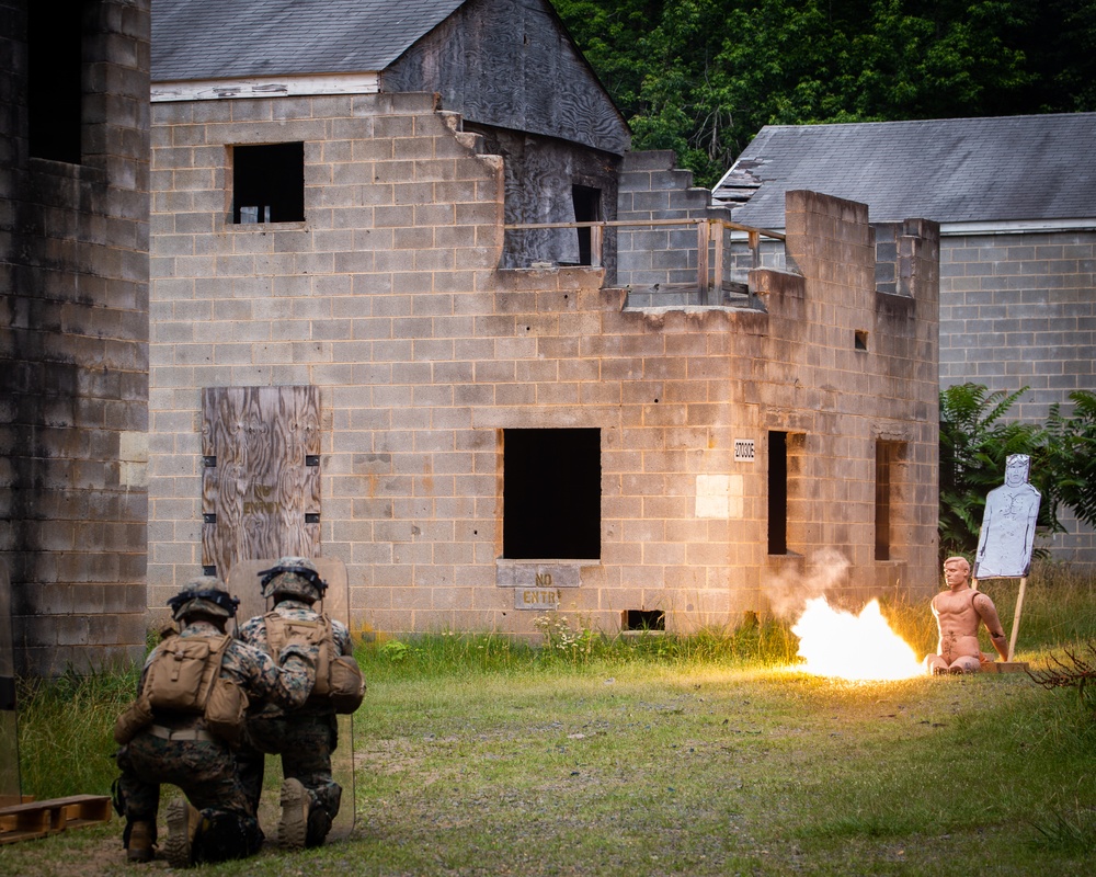 Marines with Guard Company conduct security forces training at Marine Corps Base Quantico, Va.