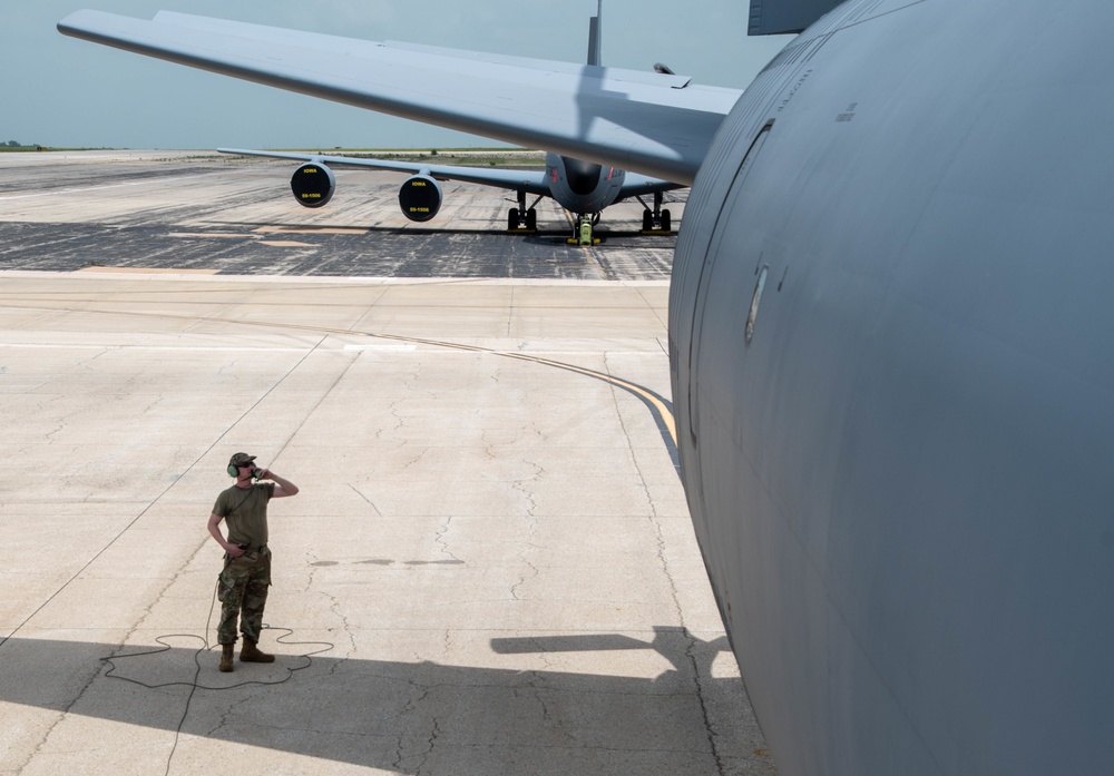 KC-135 preps for take-off