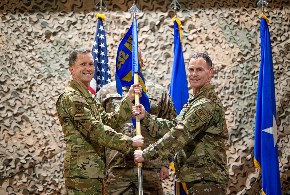 Colonel Moniz excepts command of the 332d Expeditionary Medical Squadron