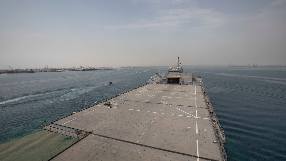 USS Hershel &quot;Woody&quot; Williams (ESB 4) enters the Port of Djibouti.