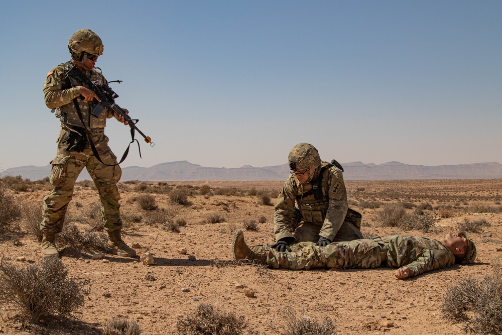 Conducting Combat Lifesaver Training Techniques at the Ben Ghilouf Training Area in Tunisia during African Lion 2022